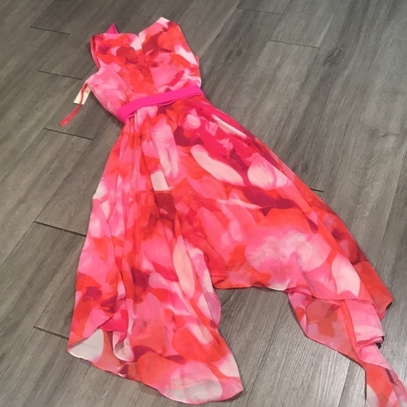 Elija J. Pink Floral Sleeveless Handkerchief Hem NWT  Dress size 6 - Picture 9 of 14